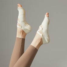 Load image into Gallery viewer, Non-Slip Cross Bandage Yoga Socks Backless Five Toes Pilates Sock Grips Cotton Ballet Dance Fitness Sport Sock Slipper
