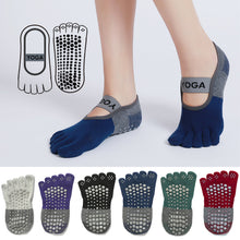 Load image into Gallery viewer, Women Yoga Sports Socks Anti-Slip Gym Fitness Breathable Cotton Cross Back Pilates Dance Sport Ankle Socks Split Toe Socks
