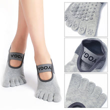 Load image into Gallery viewer, Women Yoga Sports Socks Anti-Slip Gym Fitness Breathable Cotton Cross Back Pilates Dance Sport Ankle Socks Split Toe Socks
