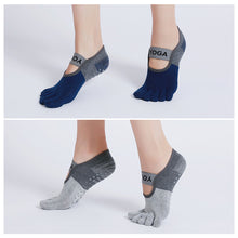 Load image into Gallery viewer, Women Yoga Sports Socks Anti-Slip Gym Fitness Breathable Cotton Cross Back Pilates Dance Sport Ankle Socks Split Toe Socks
