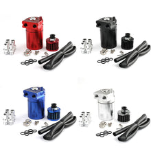 Load image into Gallery viewer, Universal 300ML Baffled Aluminum Oil Catch Can Fuel Tank with Air Filter Hose Cleaner Fuel Trap Reservoir Auto Vehicle Collector Kettle
