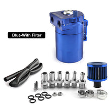 Load image into Gallery viewer, Universal 300ML Baffled Aluminum Oil Catch Can Fuel Tank with Air Filter Hose Cleaner Fuel Trap Reservoir Auto Vehicle Collector Kettle
