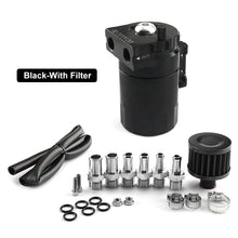 Load image into Gallery viewer, Universal 300ML Baffled Aluminum Oil Catch Can Fuel Tank with Air Filter Hose Cleaner Fuel Trap Reservoir Auto Vehicle Collector Kettle
