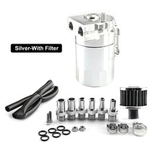 Load image into Gallery viewer, Universal 300ML Baffled Aluminum Oil Catch Can Fuel Tank with Air Filter Hose Cleaner Fuel Trap Reservoir Auto Vehicle Collector Kettle
