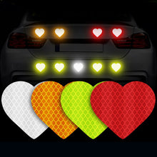 Load image into Gallery viewer, 12Pcs Heart Highly Reflective Stickers Auto Exterior Night Safety Warning Mark Decal Reflective Stickers Tape for Car Truck Motorcycle
