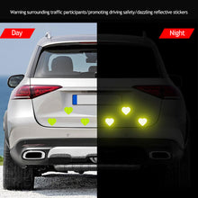 Load image into Gallery viewer, 12Pcs Heart Highly Reflective Stickers Auto Exterior Night Safety Warning Mark Decal Reflective Stickers Tape for Car Truck Motorcycle
