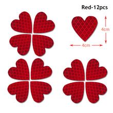 Load image into Gallery viewer, 12Pcs Heart Highly Reflective Stickers Auto Exterior Night Safety Warning Mark Decal Reflective Stickers Tape for Car Truck Motorcycle
