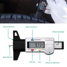 Load image into Gallery viewer, Digital Car Tyre Tire Tread Depth Gauge Meter Auto Tire Wear Detection Measuring Tool Depth Caliper Thickness Gauges Monitoring System

