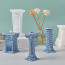 Load image into Gallery viewer, Roman Column Candle Mold 3D Pillar Candle Mould Epoxy Resin Casting Mold DIY Aromatherapy Candle Silicone Mold for Candle Making
