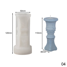 Load image into Gallery viewer, Roman Column Candle Mold 3D Pillar Candle Mould Epoxy Resin Casting Mold DIY Aromatherapy Candle Silicone Mold for Candle Making
