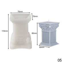 Load image into Gallery viewer, Roman Column Candle Mold 3D Pillar Candle Mould Epoxy Resin Casting Mold DIY Aromatherapy Candle Silicone Mold for Candle Making
