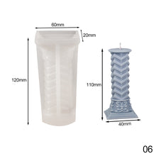 Load image into Gallery viewer, Roman Column Candle Mold 3D Pillar Candle Mould Epoxy Resin Casting Mold DIY Aromatherapy Candle Silicone Mold for Candle Making
