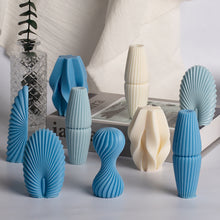 Load image into Gallery viewer, Different Styles of Geometric Candles Silicone Mold DIY Handmade Spiral Wavy Candles Soap Plaster Gifts Decorative Ornaments
