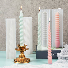 Load image into Gallery viewer, Geometry Long Spiral Gypsum Silicone Molds for Epoxy Resin Handmade Scented Candle for Making Romantic Candle Dinner Home Decor
