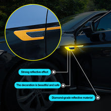 Load image into Gallery viewer, 2Pcs Reflective Car Tape Bumper Reflective Stickers Strip Warning Safety Mark Carbon Fiber Auto Styling Accessories
