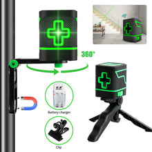 Load image into Gallery viewer, 2 Lines Mini Green Laser Level Vertical &amp; Horizontal Cross Line Super Powerful Laser Beam Line With Battery Charger
