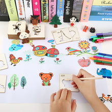 Load image into Gallery viewer, 20pcs Montessori Toys Wooden Kids Drawing Toys DIY Painting Template Stencils Coloring Puzzle Learning Educational Toys for Children Gift
