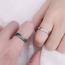 Load image into Gallery viewer, Black and White ECG Couple Ring Pair Student Couple Ring Fashion Hollow Love Ring Jewelry Accessory
