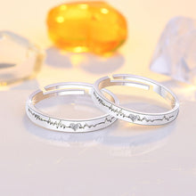 Load image into Gallery viewer, Black and White ECG Couple Ring Pair Student Couple Ring Fashion Hollow Love Ring Jewelry Accessory
