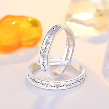 Load image into Gallery viewer, Black and White ECG Couple Ring Pair Student Couple Ring Fashion Hollow Love Ring Jewelry Accessory
