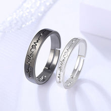 Load image into Gallery viewer, Black and White ECG Couple Ring Pair Student Couple Ring Fashion Hollow Love Ring Jewelry Accessory
