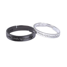 Load image into Gallery viewer, Black and White ECG Couple Ring Pair Student Couple Ring Fashion Hollow Love Ring Jewelry Accessory
