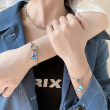 Load image into Gallery viewer, Blue Butterfly Bracelet Bracelet Simple Fashion Creative Couple Chain Splicing Bracelet Hand Jewelry Accessory
