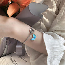 Load image into Gallery viewer, Blue Butterfly Bracelet Bracelet Simple Fashion Creative Couple Chain Splicing Bracelet Hand Jewelry Accessory

