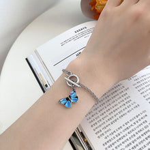 Load image into Gallery viewer, Blue Butterfly Bracelet Bracelet Simple Fashion Creative Couple Chain Splicing Bracelet Hand Jewelry Accessory

