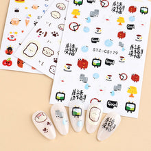 Load image into Gallery viewer, 3D Back Glue Nail Enhancement Sticker Color Cute Cartoon Dinosaur Friends Baby Back Glue Nail Art Decoration Stickers
