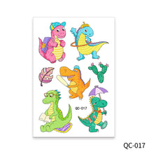 Load image into Gallery viewer, Cute Children's Cartoon Watercolor Style Dinosaur Tattoo Sticker Cute Glitter Glitter Waterproof Sweatproof Tattoo Sticker
