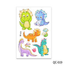 Load image into Gallery viewer, Cute Children's Cartoon Watercolor Style Dinosaur Tattoo Sticker Cute Glitter Glitter Waterproof Sweatproof Tattoo Sticker
