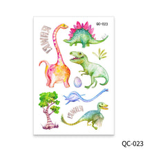 Load image into Gallery viewer, Cute Children's Cartoon Watercolor Style Dinosaur Tattoo Sticker Cute Glitter Glitter Waterproof Sweatproof Tattoo Sticker
