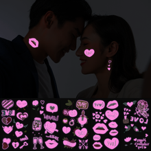 Load image into Gallery viewer, Valentine's Day Luminous Powder Tattoo Stickers Nightclub Bar Music Festival Party Men and Women Fluorescent Tattoo Stickers
