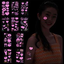 Load image into Gallery viewer, Valentine's Day Luminous Powder Tattoo Stickers Nightclub Bar Music Festival Party Men and Women Fluorescent Tattoo Stickers
