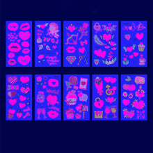 Load image into Gallery viewer, Valentine's Day Luminous Powder Tattoo Stickers Nightclub Bar Music Festival Party Men and Women Fluorescent Tattoo Stickers
