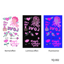 Load image into Gallery viewer, Valentine's Day Luminous Powder Tattoo Stickers Nightclub Bar Music Festival Party Men and Women Fluorescent Tattoo Stickers
