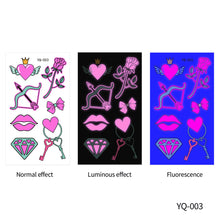 Load image into Gallery viewer, Valentine's Day Luminous Powder Tattoo Stickers Nightclub Bar Music Festival Party Men and Women Fluorescent Tattoo Stickers
