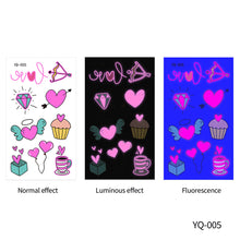Load image into Gallery viewer, Valentine's Day Luminous Powder Tattoo Stickers Nightclub Bar Music Festival Party Men and Women Fluorescent Tattoo Stickers
