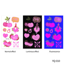 Load image into Gallery viewer, Valentine's Day Luminous Powder Tattoo Stickers Nightclub Bar Music Festival Party Men and Women Fluorescent Tattoo Stickers
