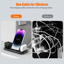 Load image into Gallery viewer, 3 in 1 Wireless Charger Foldable Fast Charging Station for iPhone 14 13 12 11 Pro Max X XS XR 8 Plus Apple Watch 8 7 Airpods Pro

