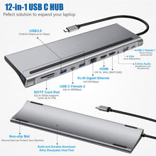 Load image into Gallery viewer, USB C Dock Dual HDMI-compatible VGA USB Hub Adapter Type C Laptop Docking Station For HP Elitebook Dell XPS Lenovo ThinkPad Asus
