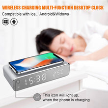 Load image into Gallery viewer, LED Electric Alarm Clock With Wireless Charger Desktop Digital Despertador Thermometer Clock HD Mirror Clock Watch Table Decor

