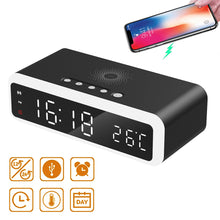 Load image into Gallery viewer, Electric Alarm Clock LED With Wireless Charger Desktop Digital Despertador Thermometer Clock HD Mirror Clock Watch Table Decor
