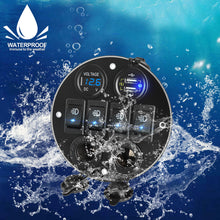 Load image into Gallery viewer, Car Adapter Dual Port Cigarette Lighter Power Socket for Car QC3.0 Quiack USB Charger With Voltmeter 4Gang 12V Toggle Switch Round
