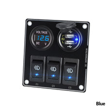 Load image into Gallery viewer, Car 3Gang Adapter Dual Port Cigarette Lighter Power Socket for Car QC3.0 Quiack USB Charger With Voltmeter 12V Toggle Switch
