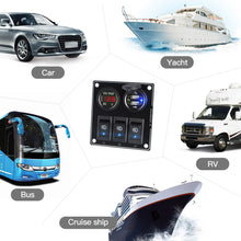 Load image into Gallery viewer, Car 3Gang Adapter Dual Port Cigarette Lighter Power Socket for Car QC3.0 Quiack USB Charger With Voltmeter 12V Toggle Switch
