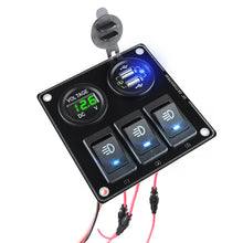 Load image into Gallery viewer, Car 3Gang Adapter Dual Port Cigarette Lighter Power Socket for Car QC3.0 Quiack USB Charger With Voltmeter 12V Toggle Switch
