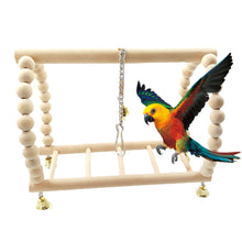Load image into Gallery viewer, Natural Wooden Parrots Swing Toy Birds Parakeet Perch Hanging Swings Cage With Colorful Beads Bells Toys Parrot Cage Decoration Bird Supplies
