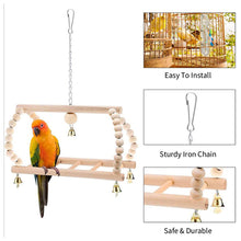 Load image into Gallery viewer, Natural Wooden Parrots Swing Toy Birds Parakeet Perch Hanging Swings Cage With Colorful Beads Bells Toys Parrot Cage Decoration Bird Supplies
